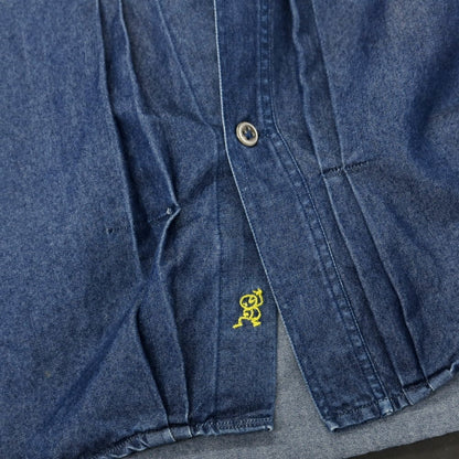 【中古】ジャンネット giannetto Jimmy コットン ダンガリー カジュアルシャツ ネイビー【 S 】【 状態ランクC 】【 メンズ 】