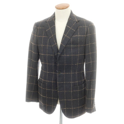 【中古】ユナイテッドアローズ UNITED ARROWS ウール ウィンドウペーンチェック 3B テーラードジャケット ダークグレー【 48 】【 状態ランクC 】【 メンズ 】