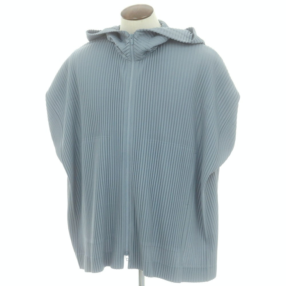 【中古】オム プリッセ イッセイミヤケ HOMME PLISSE ISSEY MIYAKE 2025年秋冬 ポリエステル系 プリーツ ダブルジップ パーカー グレーブルー【 表記なし（L位） 】【 状態ランクA 】【 メンズ 】