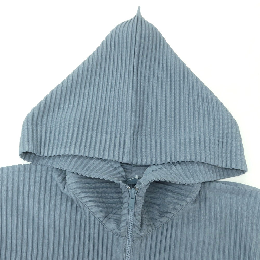 【中古】オム プリッセ イッセイミヤケ HOMME PLISSE ISSEY MIYAKE 2025年秋冬 ポリエステル系 プリーツ ダブルジップ パーカー グレーブルー【 表記なし（L位） 】【 状態ランクA 】【 メンズ 】