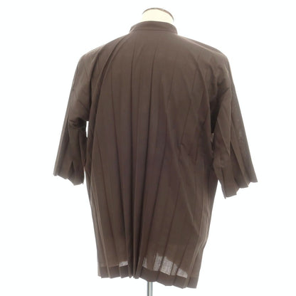 【中古】オム プリッセ イッセイミヤケ HOMME PLISSE ISSEY MIYAKE 2025年春夏 プリーツ 半袖シャツ ダークブラウン【 表記なし（L位） 】【 状態ランクB 】【 メンズ 】