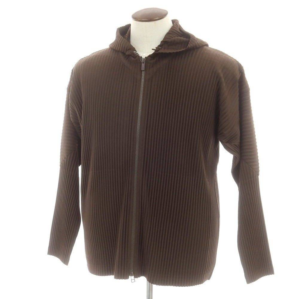 【中古】オム プリッセ イッセイミヤケ HOMME PLISSE ISSEY MIYAKE 2025年春夏 プリーツ加工 ジップアップパーカー ダークカーキブラウン【 表記なし（L位） 】【 状態ランクA 】【 メンズ 】