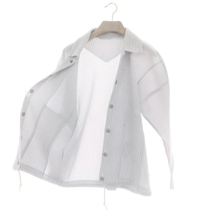 【中古】オム プリッセ イッセイミヤケ HOMME PLISSE ISSEY MIYAKE ポリエステル その他ブルゾン ライトグレー【 表記なし（L位） 】【 状態ランクB 】【 メンズ 】