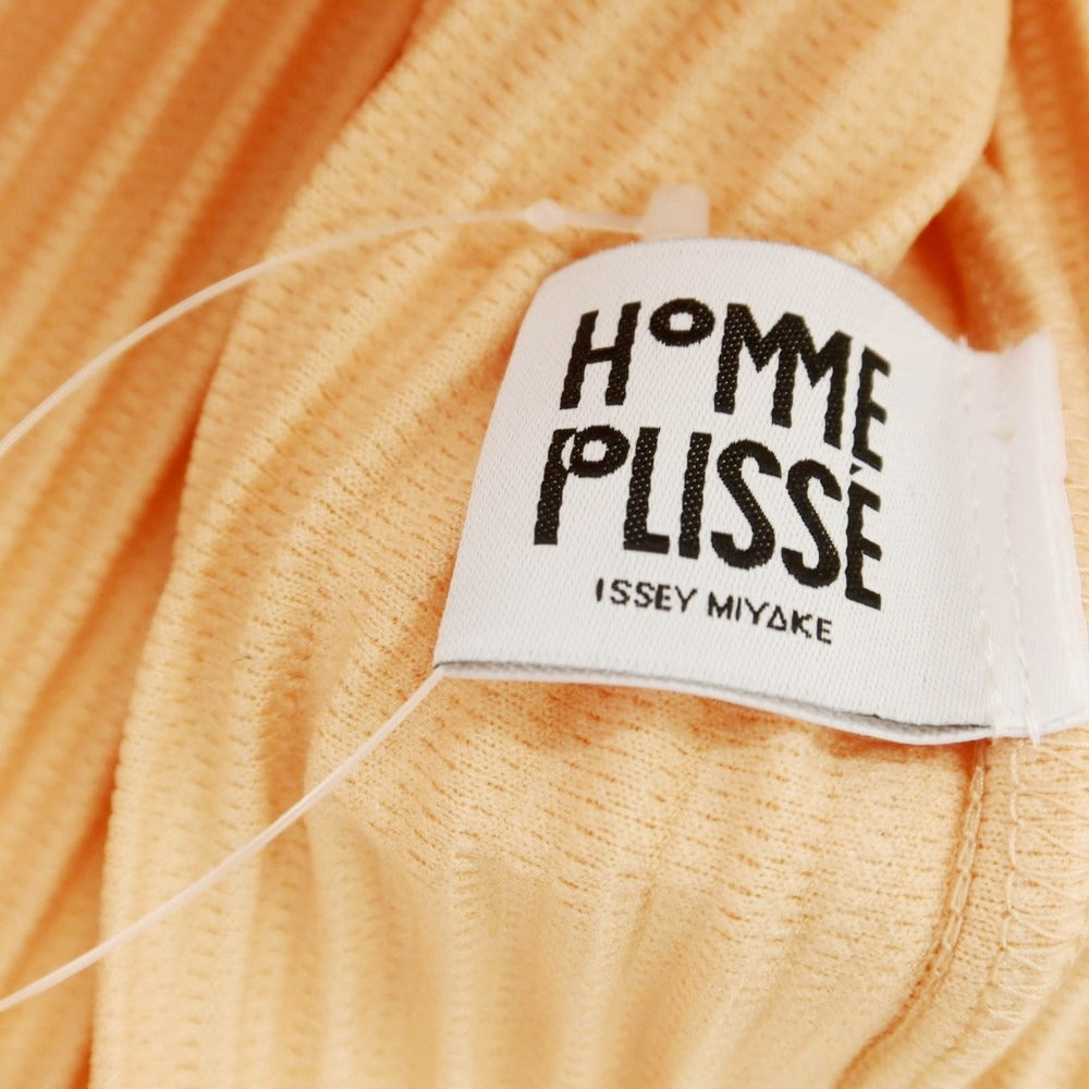 【中古】オム プリッセ イッセイミヤケ HOMME PLISSE ISSEY MIYAKE 2025年春夏 プリーツ加工 ニットカットソー パステルオレンジ【 表記なし（L位） 】【 状態ランクA 】【 メンズ 】