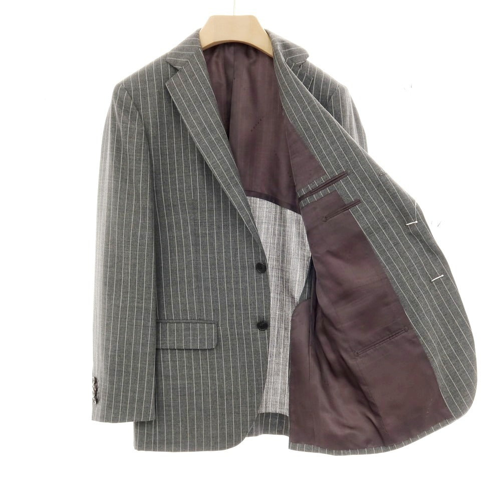 【中古】エストネーション ESTNATION ウール ストライプ 3つボタンスーツ グレー【サイズ46】【 状態ランクB 】【 メンズ 】