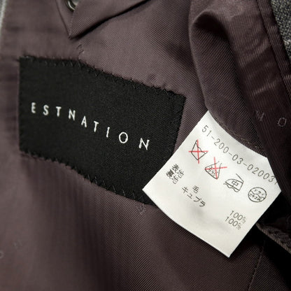 【中古】エストネーション ESTNATION ウール ストライプ 3つボタンスーツ グレー【サイズ46】【 状態ランクB 】【 メンズ 】