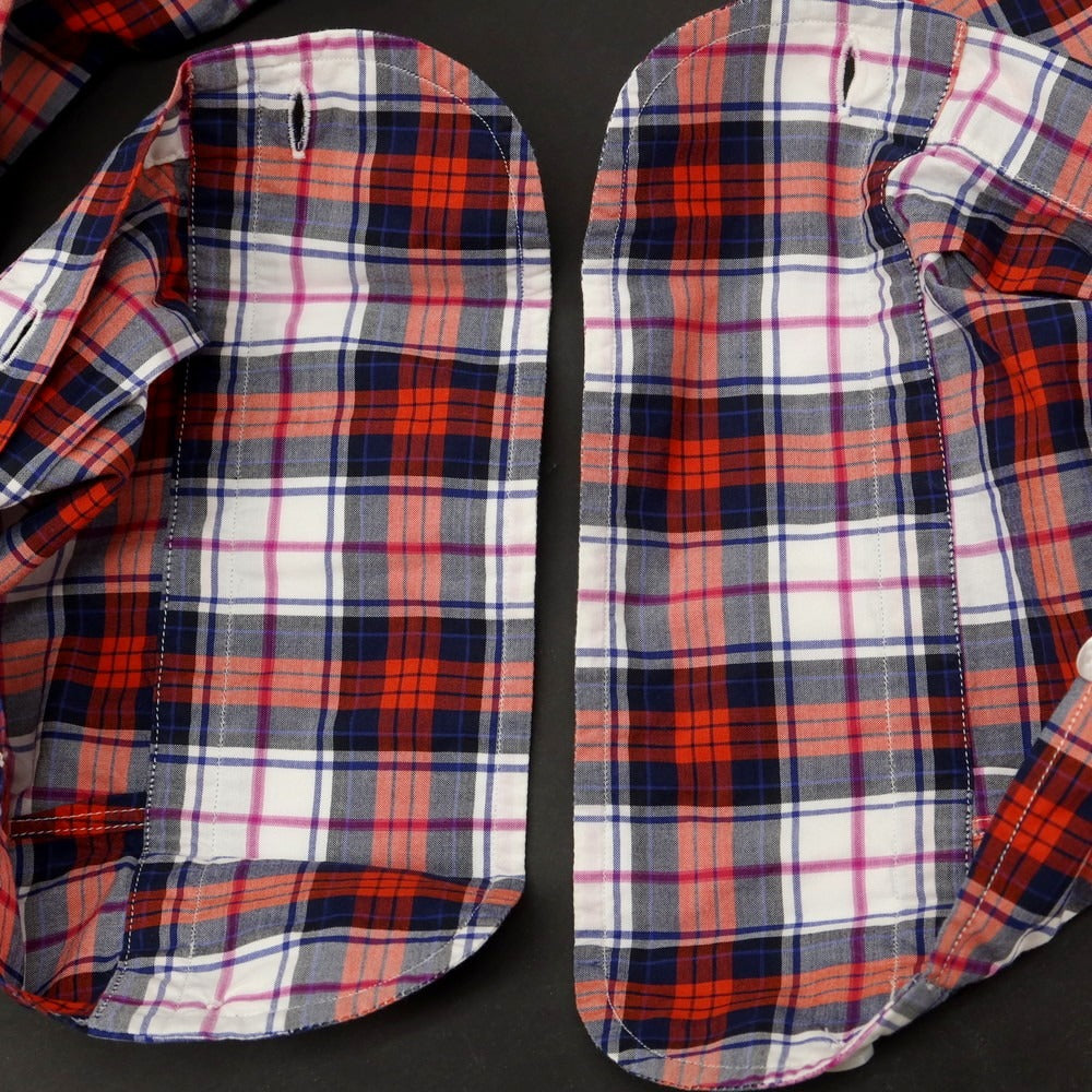 【中古】フィナモレ Finamore コットン チェック カッタウェイ カジュアルシャツ オレンジxネイビー【 S 】【 状態ランクB 】【 メンズ 】