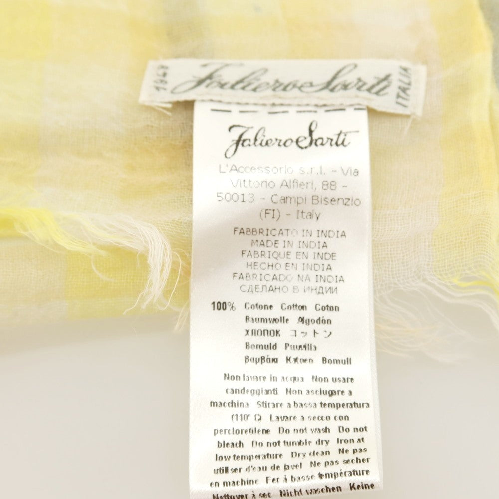 【中古】ファリエロサルティ Faliero Sarti コットン チェック ストール イエローxブルー【 状態ランクB 】【 ユニセックス 】[APD]