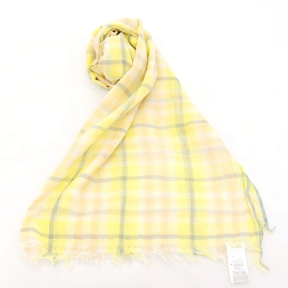 【中古】ファリエロサルティ Faliero Sarti コットン チェック ストール イエローxブルー【 状態ランクB 】【 ユニセックス 】[EPD]