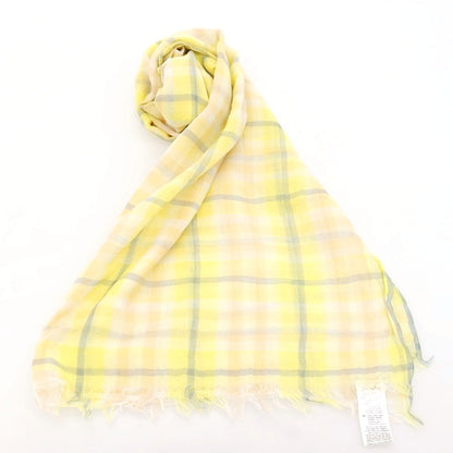 【中古】ファリエロサルティ Faliero Sarti コットン チェック ストール イエローxブルー【 状態ランクB 】【 ユニセックス 】[APD]