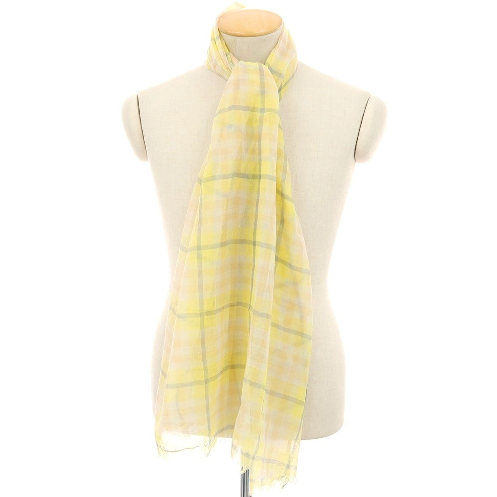 【中古】ファリエロサルティ Faliero Sarti コットン チェック ストール イエローxブルー【 状態ランクB 】【 ユニセックス 】[APD]