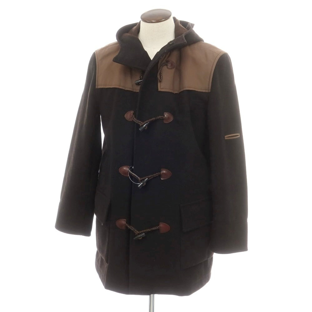 【中古】ヒューゴボス HUGO BOSS ウールナイロン ダッフルコート ブラウンブラック【サイズ52】【 状態ランクC 】【 メンズ 】[DPD]