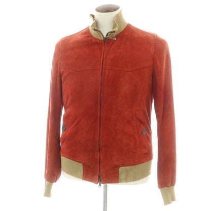 【中古】サルフラ Salfra ラム スエード ダブルジップ レザーブルゾン レッド【 50 】【 状態ランクC 】【 メンズ 】
