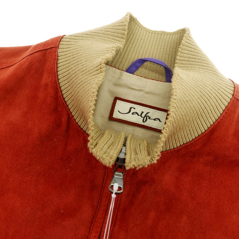 【中古】サルフラ Salfra ラム スエード ダブルジップ レザーブルゾン レッド【 50 】【 状態ランクC 】【 メンズ 】