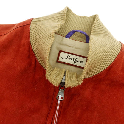 【中古】サルフラ Salfra ラム スエード ダブルジップ レザーブルゾン レッド【 50 】【 状態ランクC 】【 メンズ 】