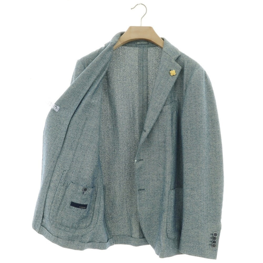 【中古】ラルディーニ LARDINI コットンナイロンリネン ヘリンボーン 3B カジュアルジャケット ブルーxホワイト【 52 】【 状態ランクD 】【 メンズ 】