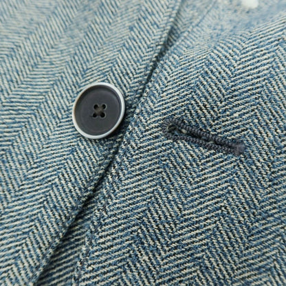 【中古】ラルディーニ LARDINI コットンナイロンリネン ヘリンボーン 3B カジュアルジャケット ブルーxホワイト【 52 】【 状態ランクD 】【 メンズ 】