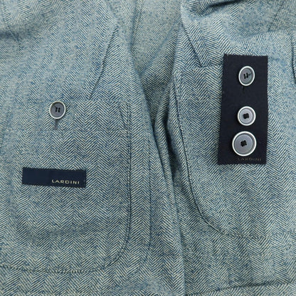 【中古】ラルディーニ LARDINI コットンナイロンリネン ヘリンボーン 3B カジュアルジャケット ブルーxホワイト【 52 】【 状態ランクD 】【 メンズ 】