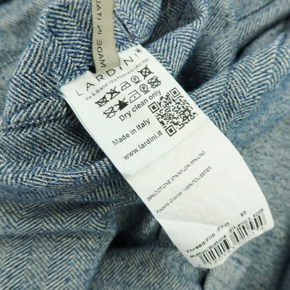 【中古】ラルディーニ LARDINI コットンナイロンリネン ヘリンボーン 3B カジュアルジャケット ブルーxホワイト【 52 】【 状態ランクD 】【 メンズ 】