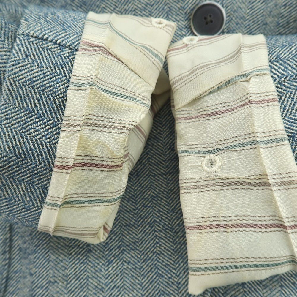 【中古】ラルディーニ LARDINI コットンナイロンリネン ヘリンボーン 3B カジュアルジャケット ブルーxホワイト【 52 】【 状態ランクD 】【 メンズ 】