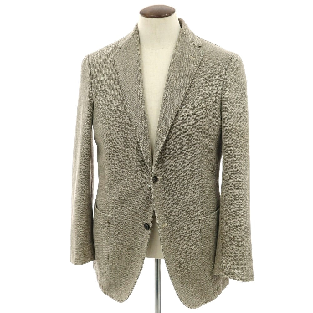 【中古】ボリオリ BOGLIOLI COAT コットン ヘリンボーン 3B カジュアルジャケット ダークベージュ【 52 】【 状態ランクC 】【 メンズ 】