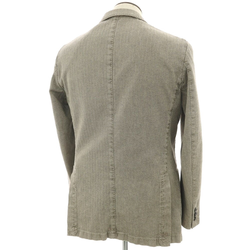 【中古】ボリオリ BOGLIOLI COAT コットン ヘリンボーン 3B カジュアルジャケット ダークベージュ【 52 】【 状態ランクC 】【 メンズ 】