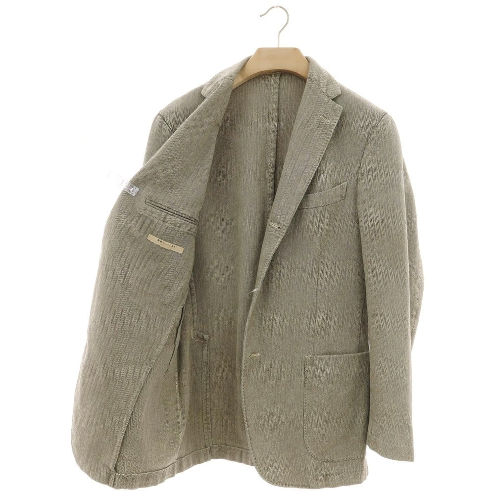 【中古】ボリオリ BOGLIOLI COAT コットン ヘリンボーン 3B カジュアルジャケット ダークベージュ【 52 】【 状態ランクC 】【 メンズ 】