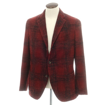 【中古】ボリオリ BOGLIOLI K.JACKET ウールアルパカナイロン チェック 3B カジュアルジャケット レッド【 52 】【 状態ランクB 】【 メンズ 】