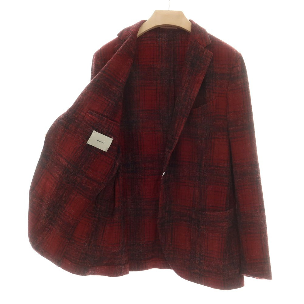 【中古】ボリオリ BOGLIOLI K.JACKET ウールアルパカナイロン チェック 3B カジュアルジャケット レッド【 52 】【 状態ランクB 】【 メンズ 】