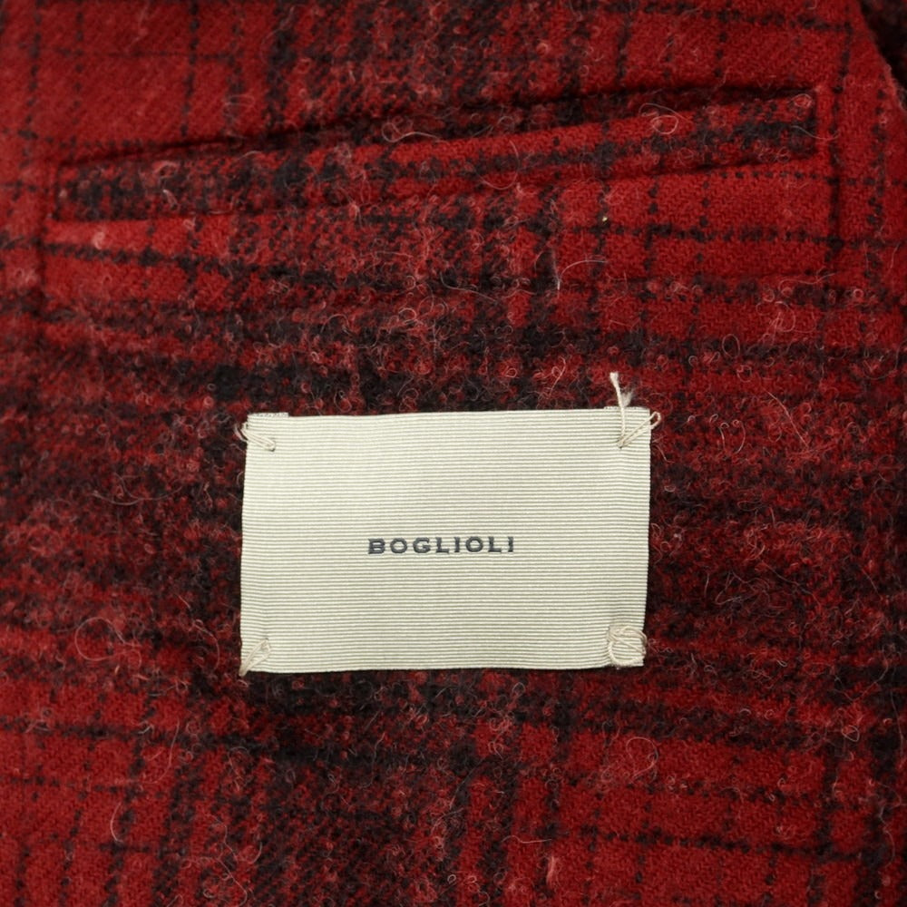 【中古】ボリオリ BOGLIOLI K.JACKET ウールアルパカナイロン チェック 3B カジュアルジャケット レッド【 52 】【 状態ランクB 】【 メンズ 】
