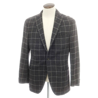 【中古】ボリオリ BOGLIOLI DOVER ストレッチ ウールカシミヤナイロン チェック 3B テーラードジャケット ダークグレーxグレー【 50 】【 状態ランクB 】【 メンズ 】