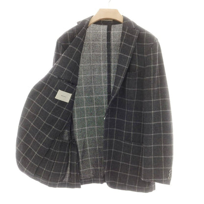 【中古】ボリオリ BOGLIOLI DOVER ストレッチ ウールカシミヤナイロン チェック 3B テーラードジャケット ダークグレーxグレー【 50 】【 状態ランクB 】【 メンズ 】