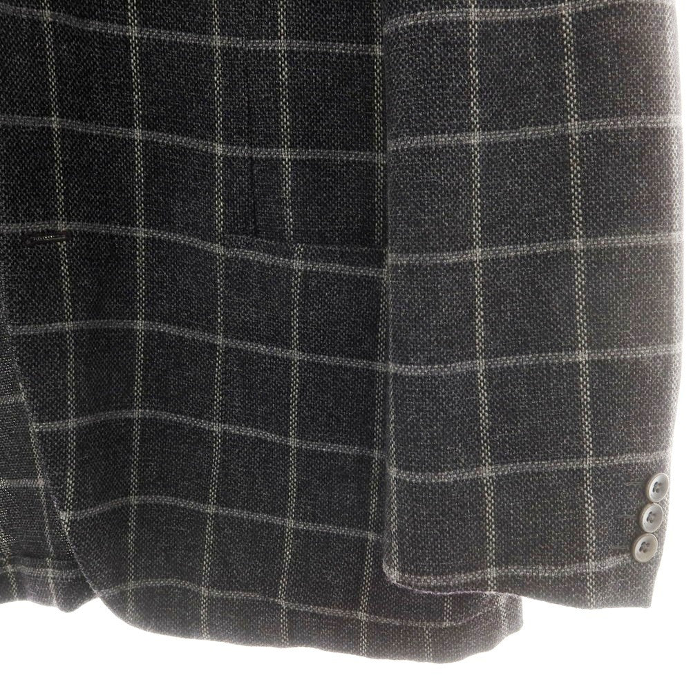 【中古】ボリオリ BOGLIOLI DOVER ストレッチ ウールカシミヤナイロン チェック 3B テーラードジャケット ダークグレーxグレー【 50 】【 状態ランクB 】【 メンズ 】