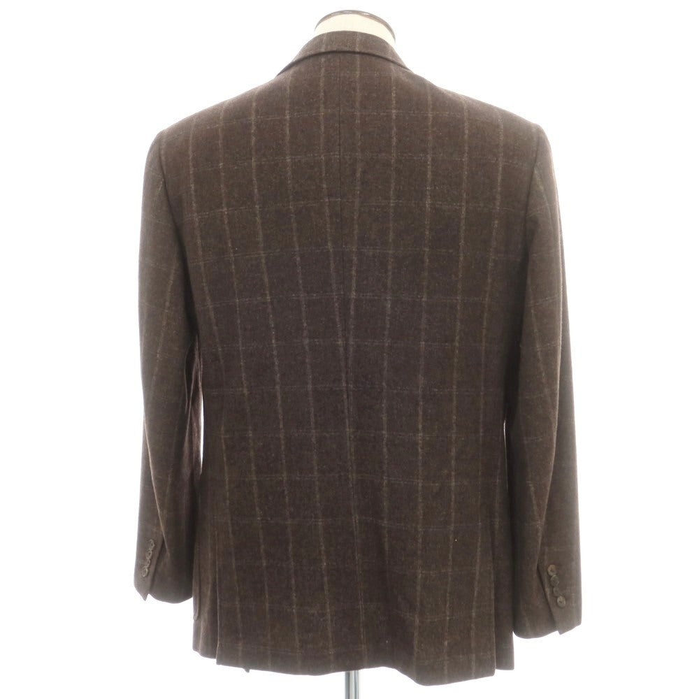 【中古】ベルベスト Belvest ウールカシミヤ チェック 3B テーラードジャケット ダークブラウン【 52 】【 状態ランクC 】【 メンズ 】