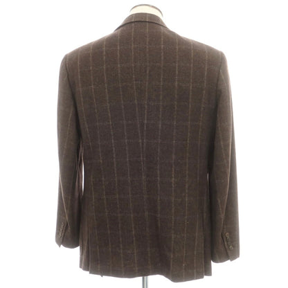 【中古】ベルベスト Belvest ウールカシミヤ チェック 3B テーラードジャケット ダークブラウン【 52 】【 状態ランクC 】【 メンズ 】