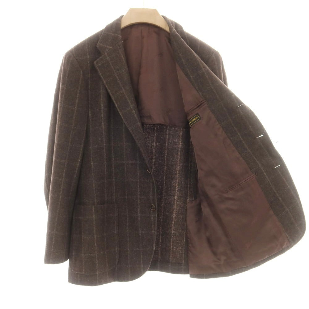 【中古】ベルベスト Belvest ウールカシミヤ チェック 3B テーラードジャケット ダークブラウン【 52 】【 状態ランクC 】【 メンズ 】