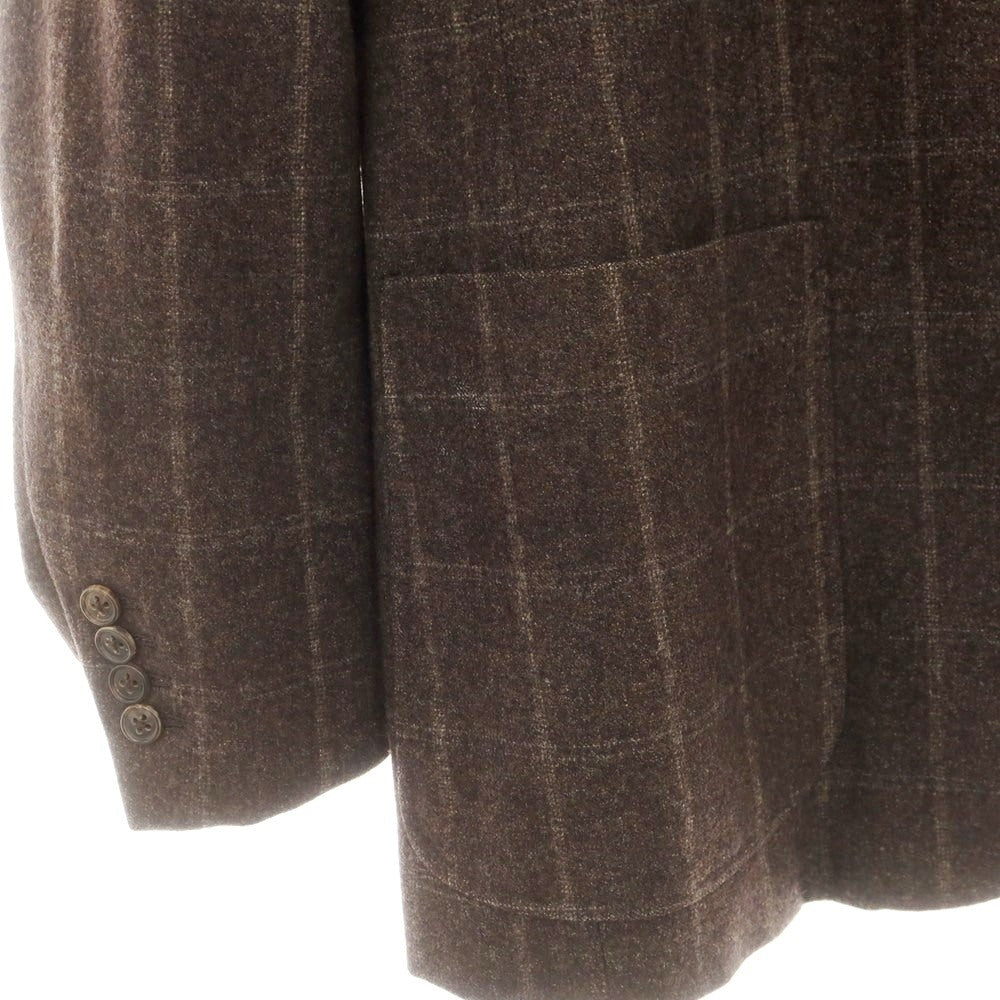【中古】ベルベスト Belvest ウールカシミヤ チェック 3B テーラードジャケット ダークブラウン【 52 】【 状態ランクC 】【 メンズ 】