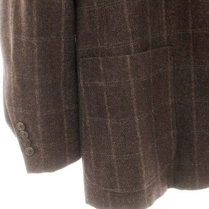 【中古】ベルベスト Belvest ウールカシミヤ チェック 3B テーラードジャケット ダークブラウン【 52 】【 状態ランクC 】【 メンズ 】