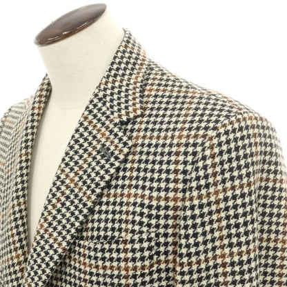 【中古】スティレ ラティーノ STILE LATINO ウール ハウンドトゥースチェック 3B テーラードジャケット アイボリーxブラック【 52 】【 状態ランクB 】【 メンズ 】