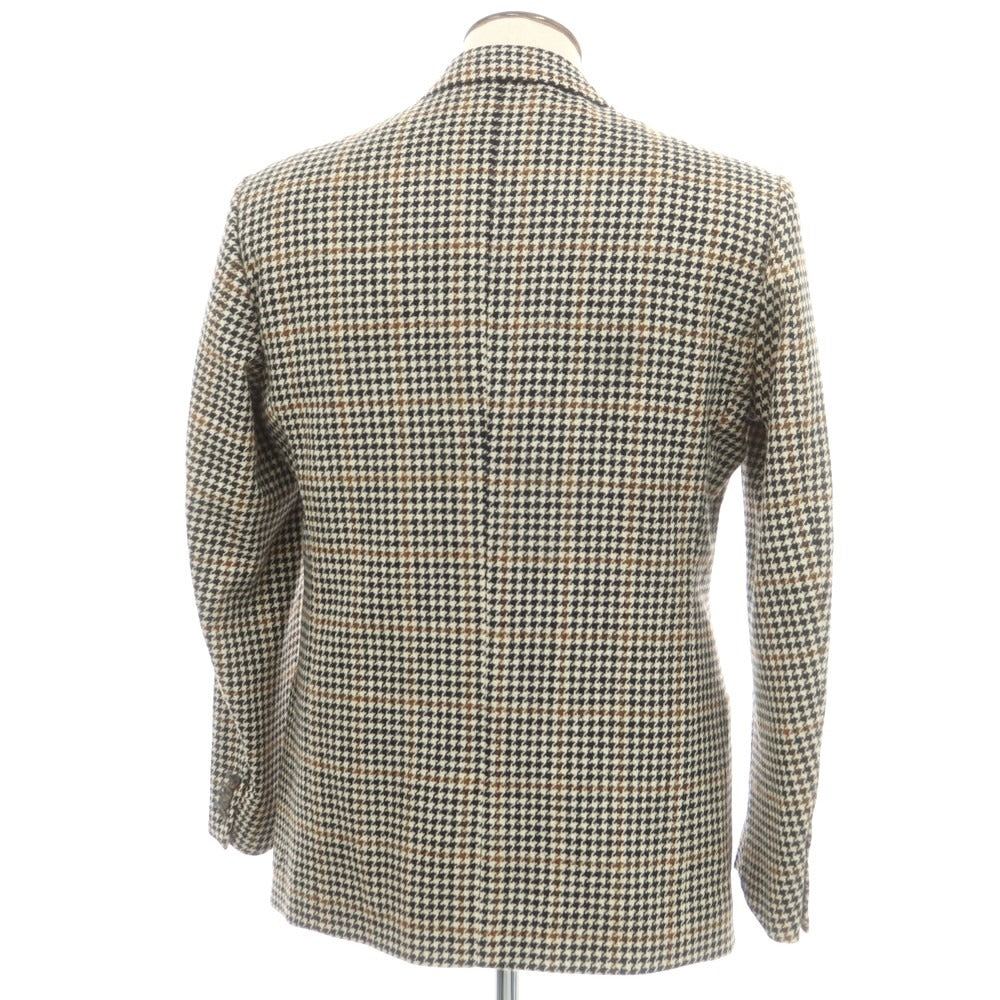 【中古】スティレ ラティーノ STILE LATINO ウール ハウンドトゥースチェック 3B テーラードジャケット アイボリーxブラック【 52 】【 状態ランクB 】【 メンズ 】