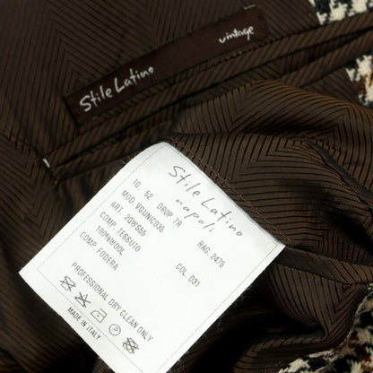 【中古】スティレ ラティーノ STILE LATINO ウール ハウンドトゥースチェック 3B テーラードジャケット アイボリーxブラック【 52 】【 状態ランクB 】【 メンズ 】