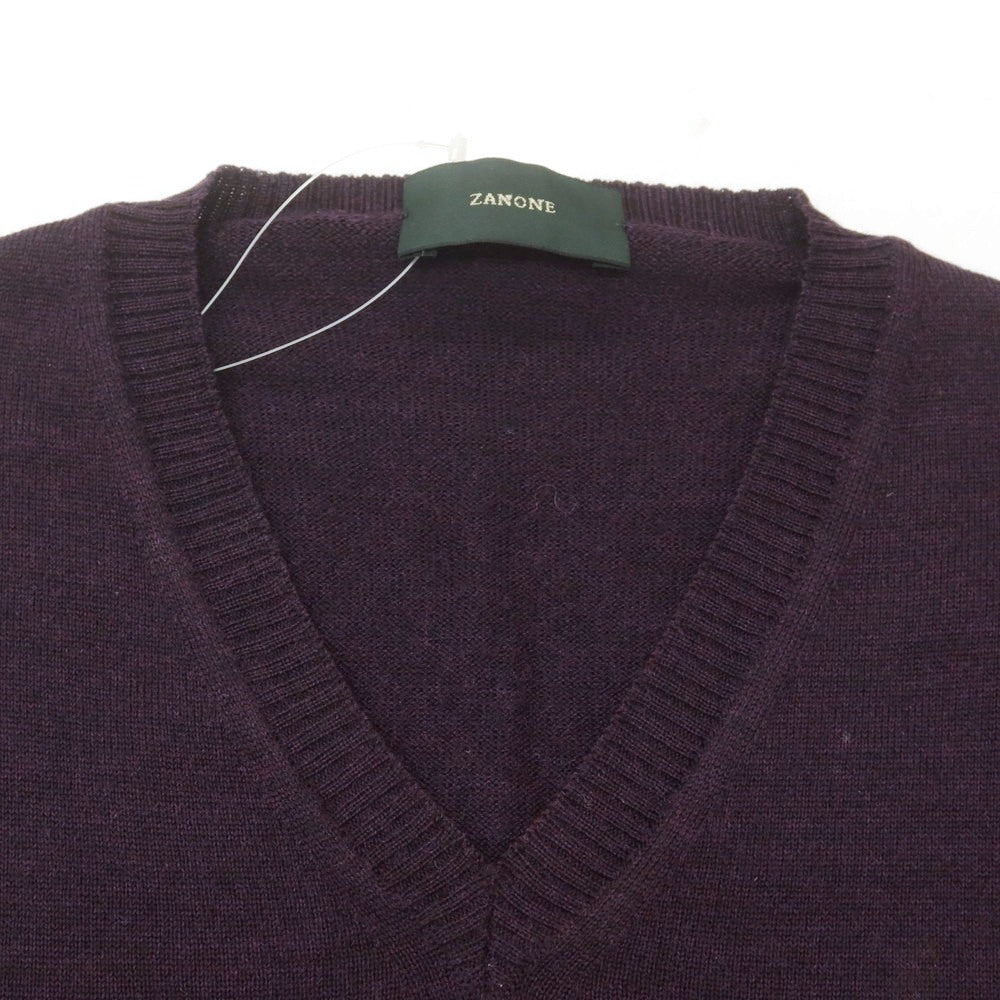 【中古】ザノーネ ZANONE ウール Vネック プルオーバーニット パープル【 50 】【 状態ランクB 】【 メンズ 】