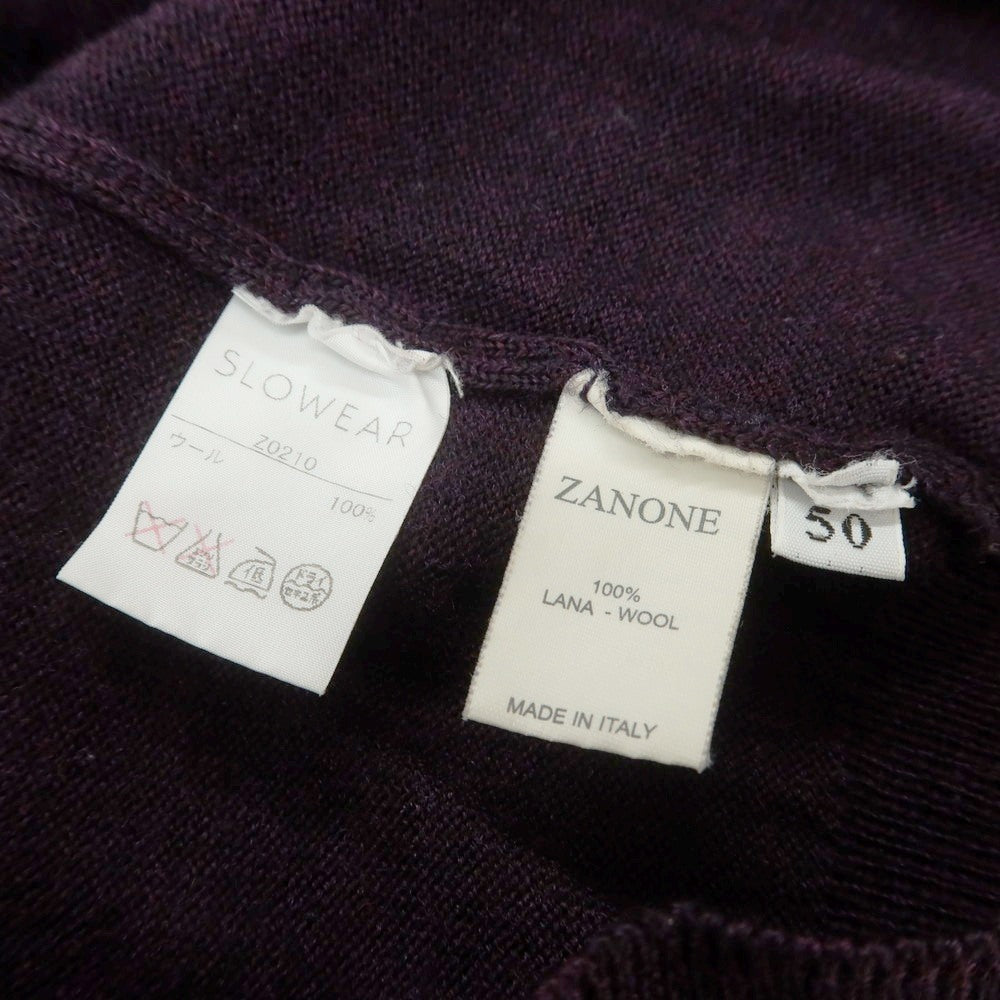 【中古】ザノーネ ZANONE ウール Vネック プルオーバーニット パープル【 50 】【 状態ランクB 】【 メンズ 】