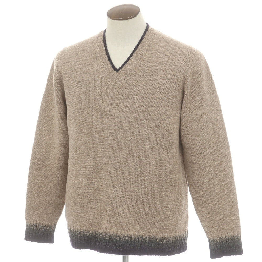 【中古】ザノーネ ZANONE ウール Vネック プルオーバーニット ブラウンベージュ系【 52 】【 状態ランクB 】【 メンズ 】