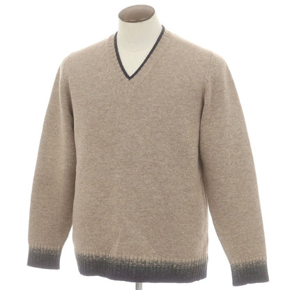 【中古】ザノーネ ZANONE ウール Vネック プルオーバーニット ブラウンベージュ系【 52 】【 状態ランクB 】【 メンズ 】