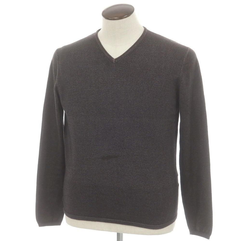 【中古】クルチアーニ CRUCIANI ガーメントダイ ウール Vネック プルオーバーニット ブラックブラウンメランジ【 50 】【 状態ランクC 】【 メンズ 】