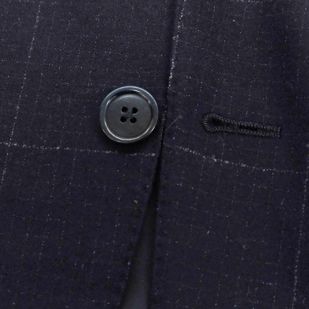【中古】エルメネジルドゼニア Ermenegildo Zegna ウール チェック 3つボタンスーツ ネイビー【 46 】【 状態ランクB 】【 メンズ 】
