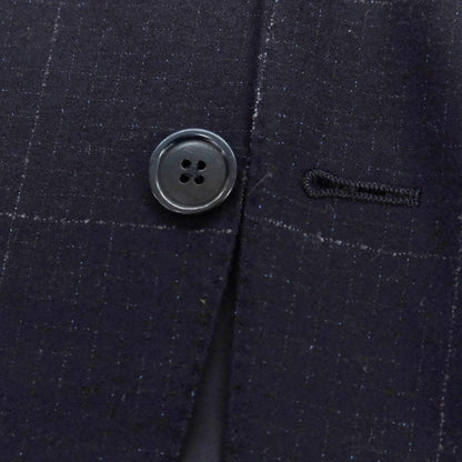 【中古】エルメネジルドゼニア Ermenegildo Zegna ウール チェック 3つボタンスーツ ネイビー【 46 】【 状態ランクB 】【 メンズ 】