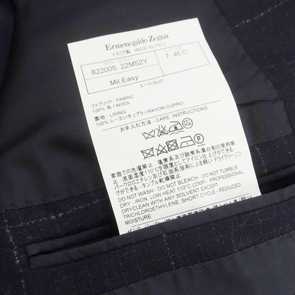 【中古】エルメネジルドゼニア Ermenegildo Zegna ウール チェック 3つボタンスーツ ネイビー【 46 】【 状態ランクB 】【 メンズ 】