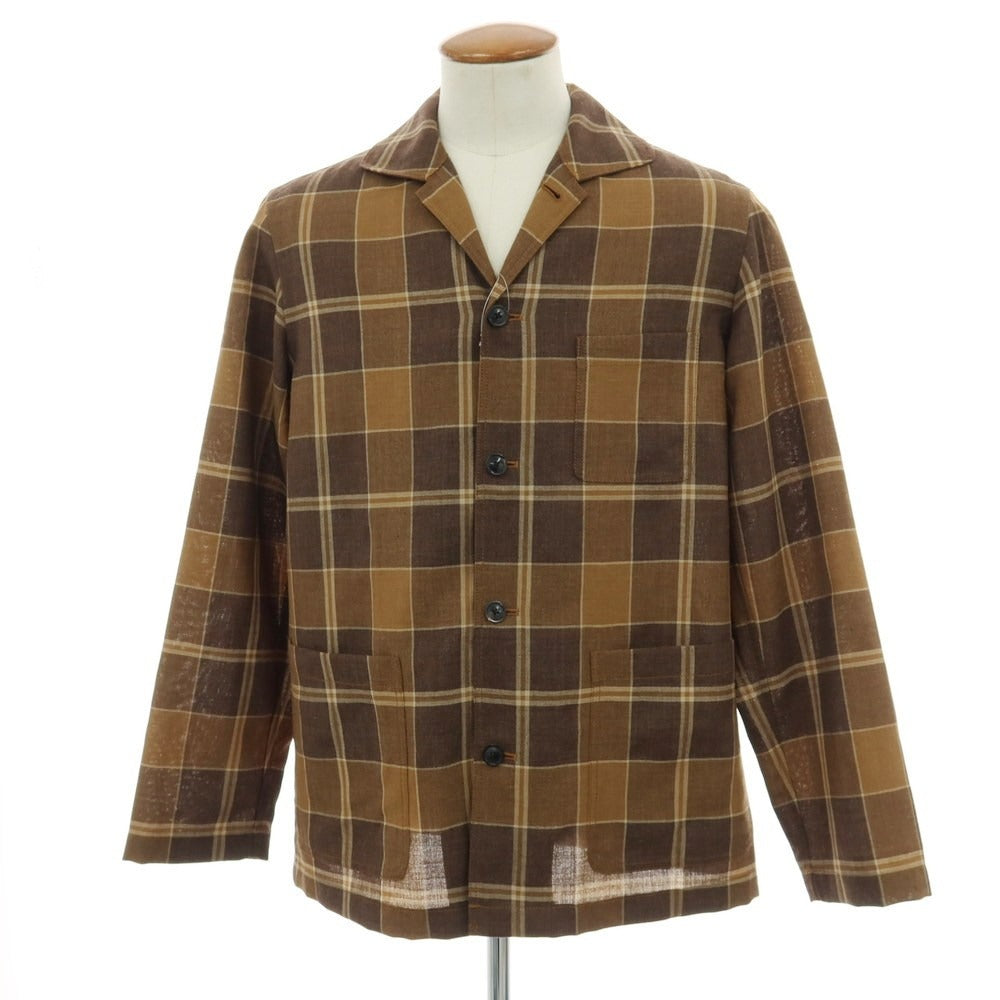 【中古】トゥモローランド TOMORROWLAND ウール チェック カバーオール ブラウンxベージュ【 M 】【 状態ランクA 】【 メンズ 】